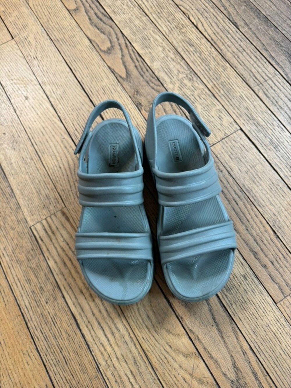 Hunter Light Blue Gray Slingback Sandals